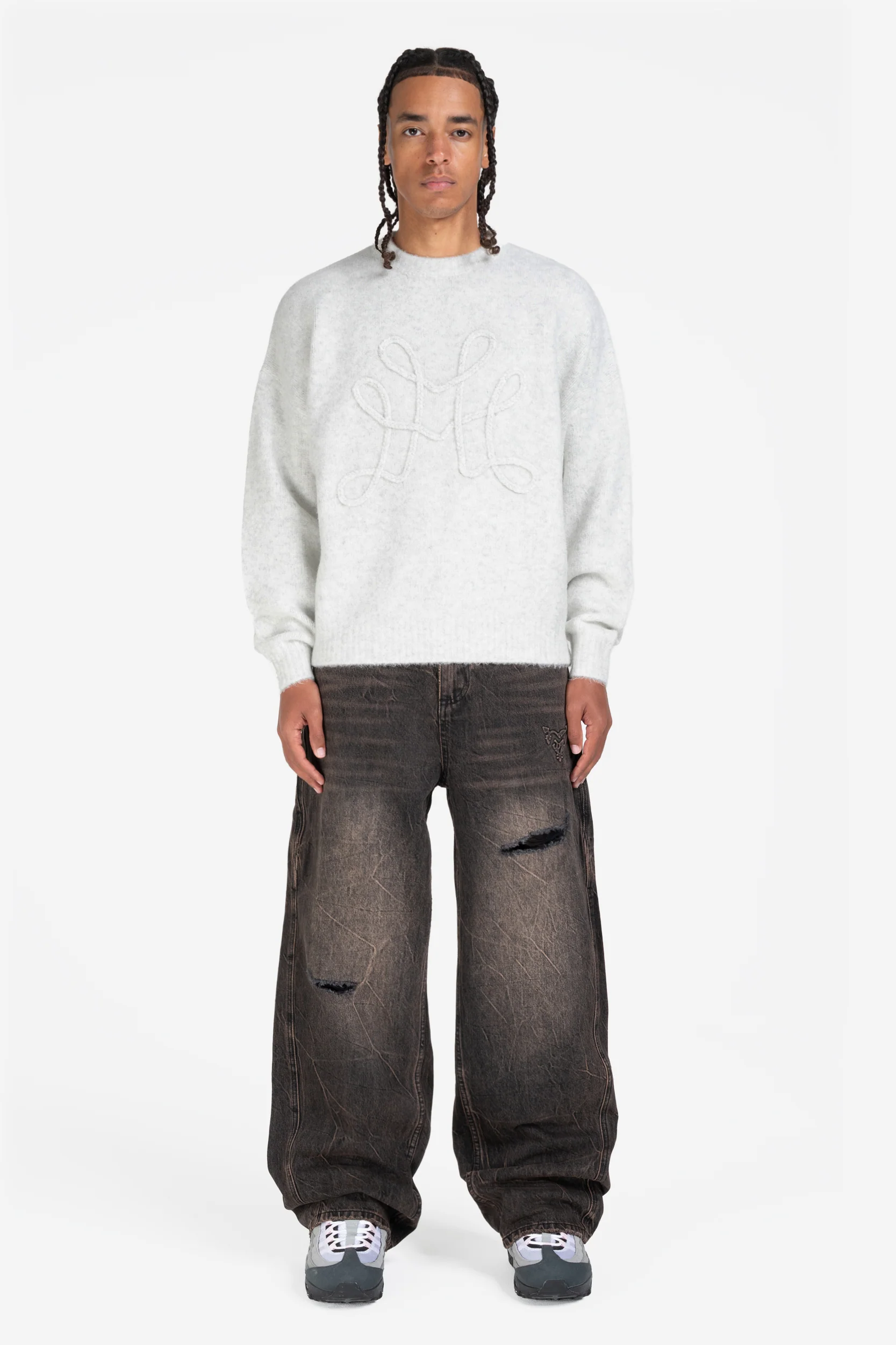 DA BIG M KNIT SWEATER GREY - Image 4