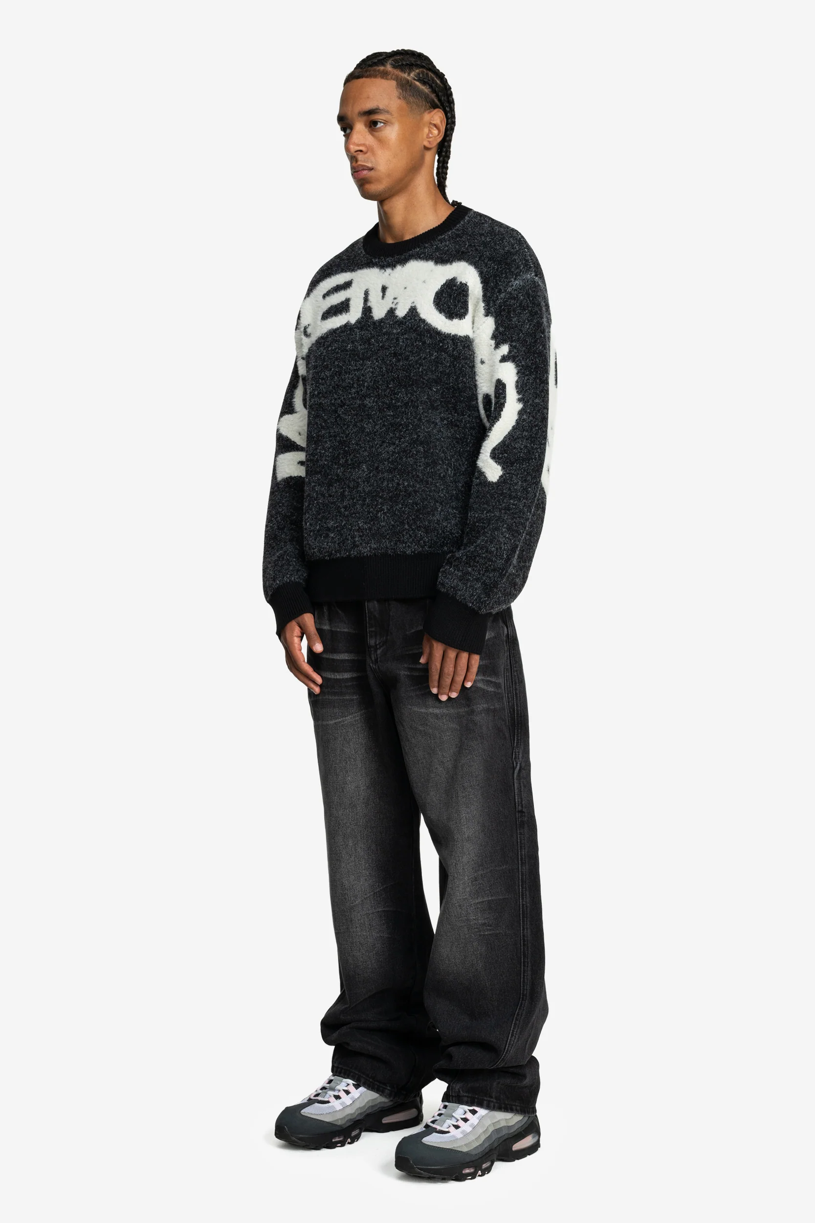 FURRY KNIT SWEATER BLACK - Image 3