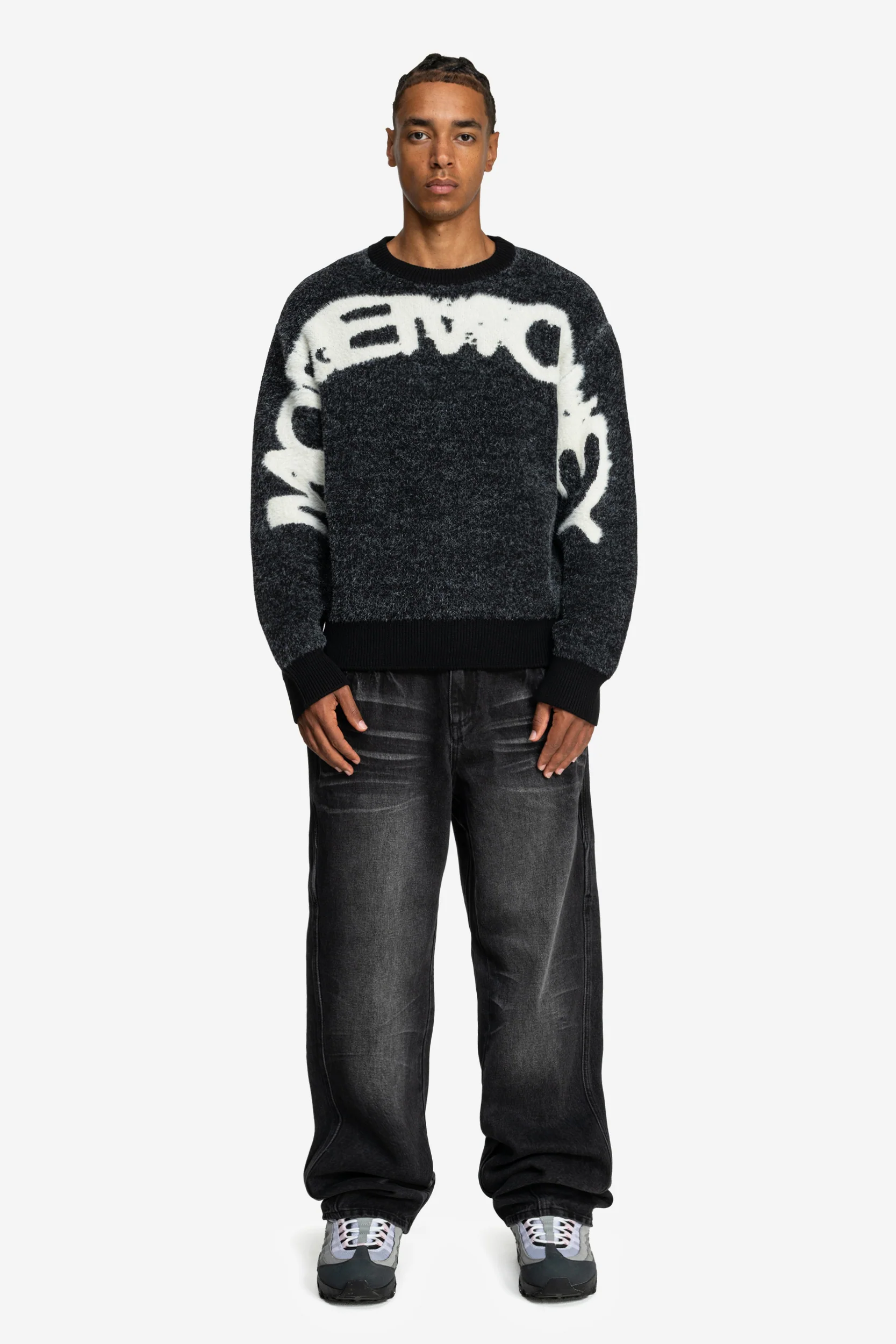 FURRY KNIT SWEATER BLACK - Image 4