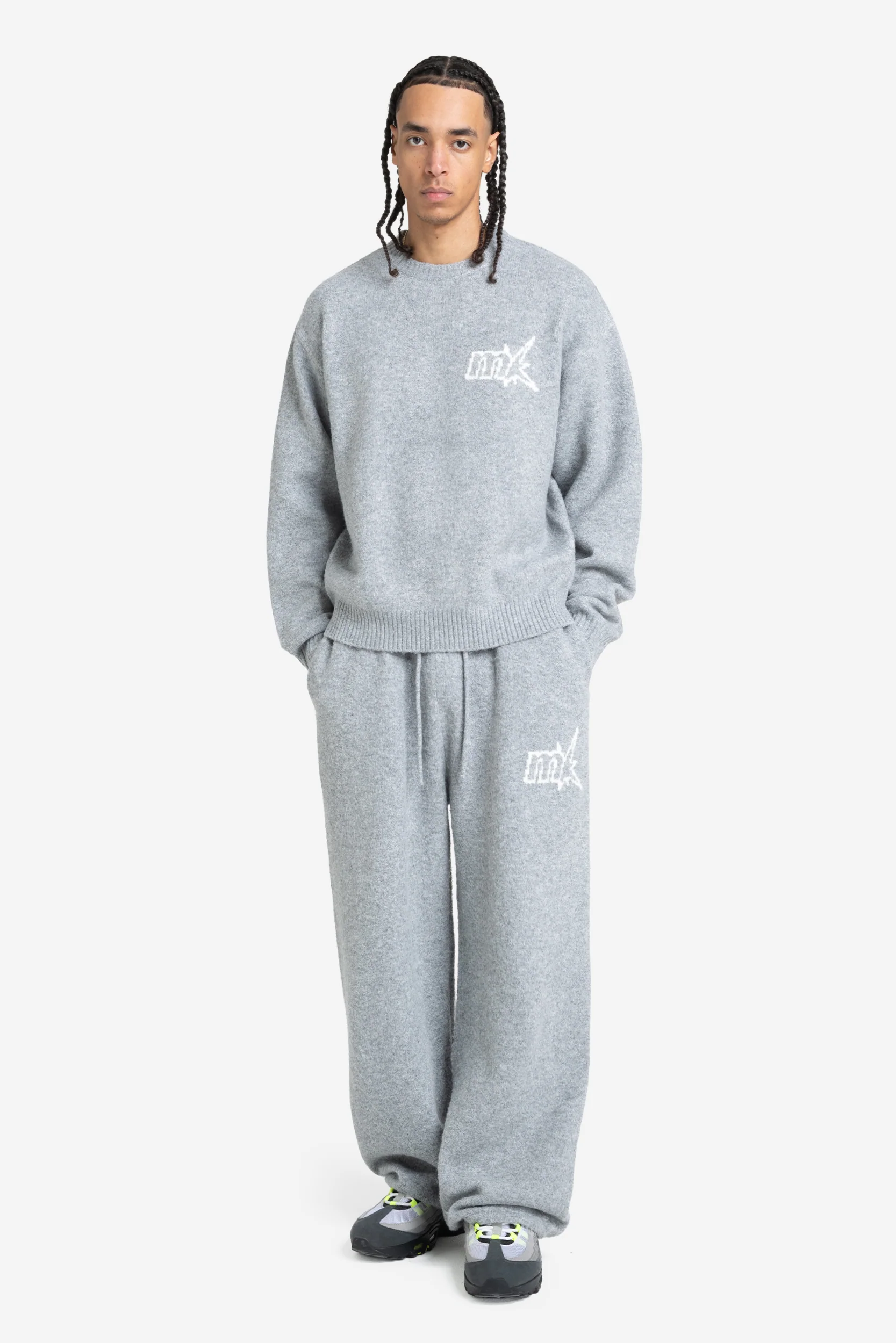 FUZZY KNIT SWEATER GREY MELANGE - Image 3