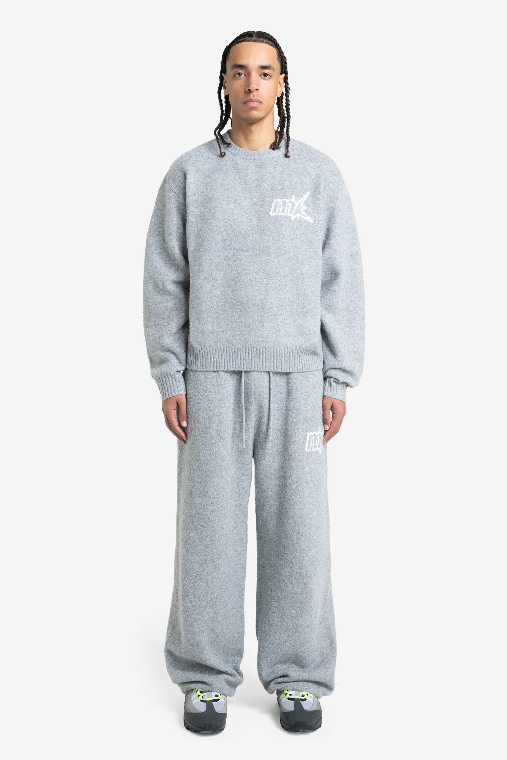 FUZZY KNIT SWEATER GREY MELANGE - Image 4