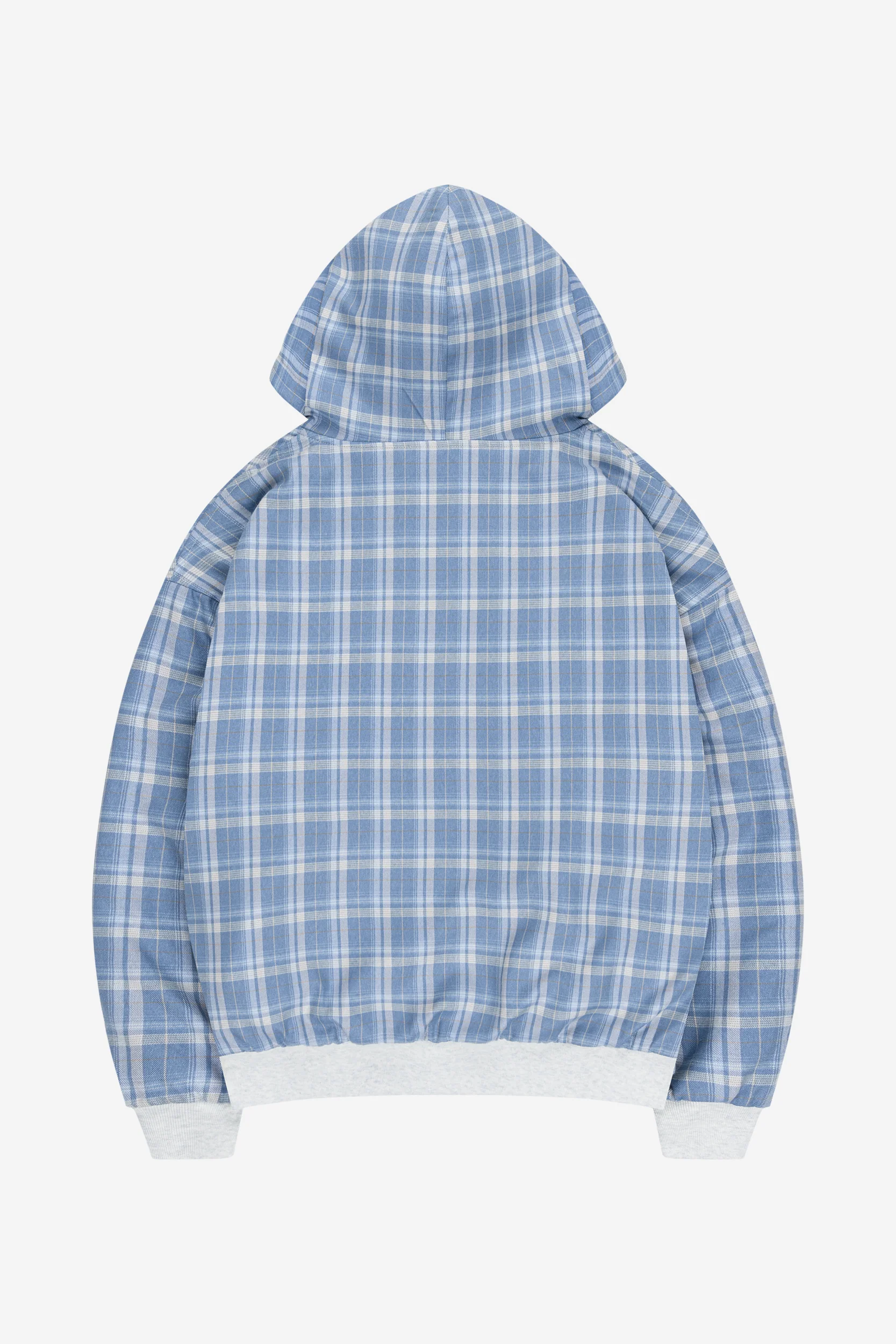 REVERSIBLE PLAID ZIP HOODIE GREY MELANGE - Image 11