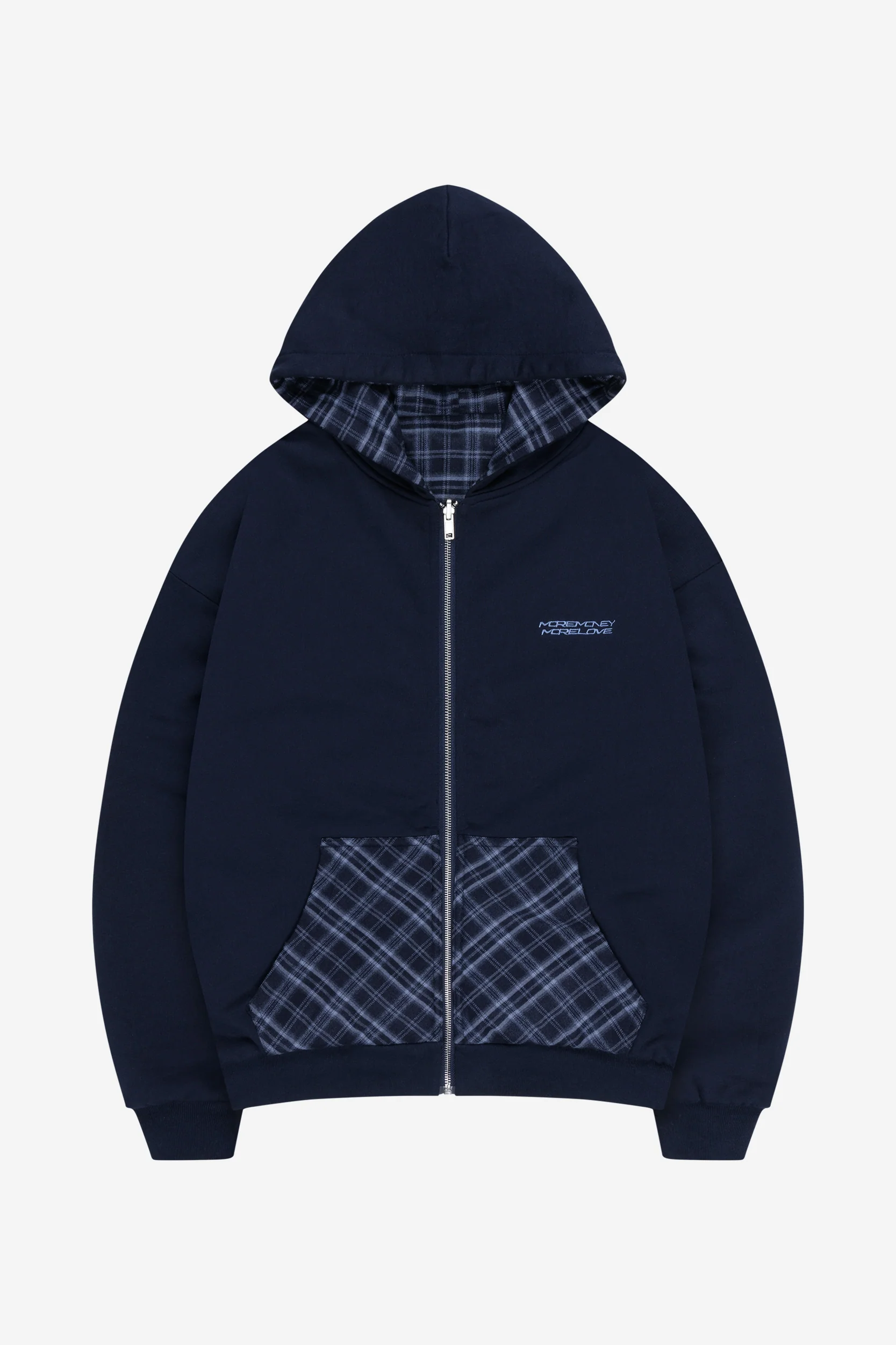 REVERSIBLE PLAID ZIP HOODIE NAVY - Image 12