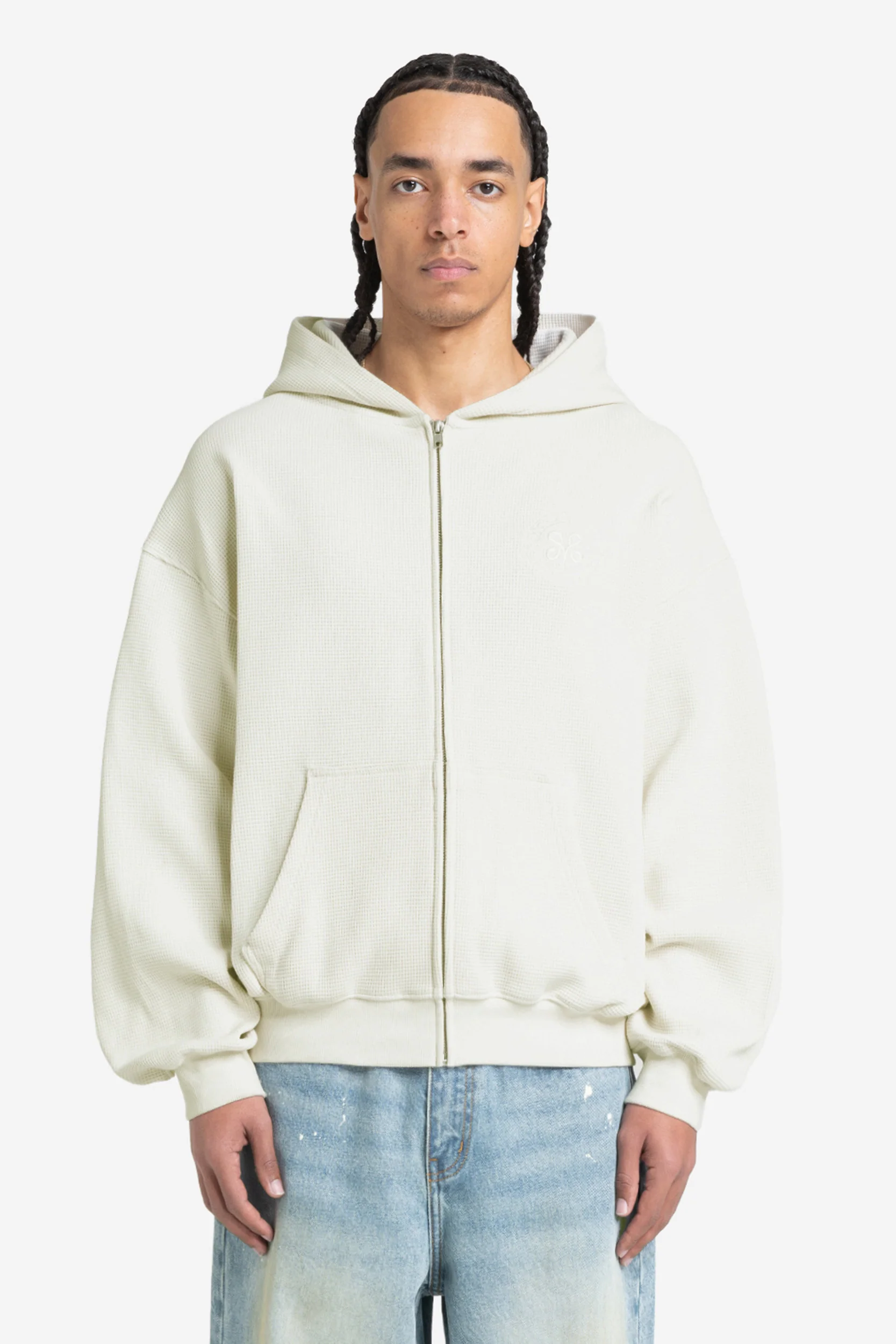 LEGACY WAFFLE ZIP HOODIE CREAM - Image 2