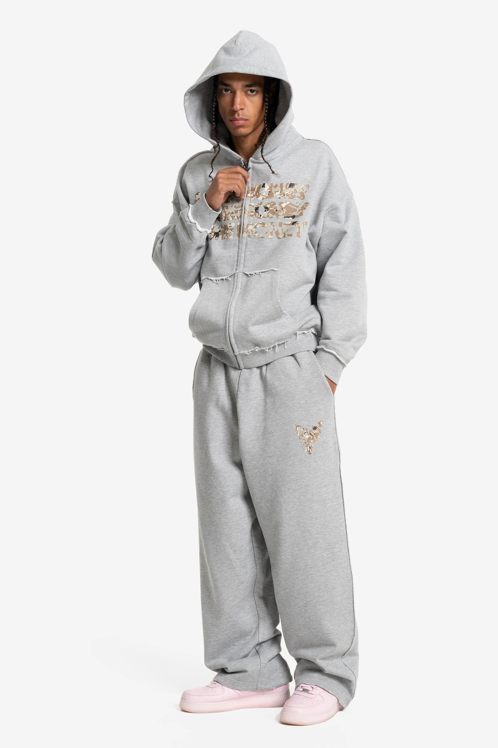 MONEY CALLING FLATLOCK ZIP + JOGGER GREY MELANGE - Image 2
