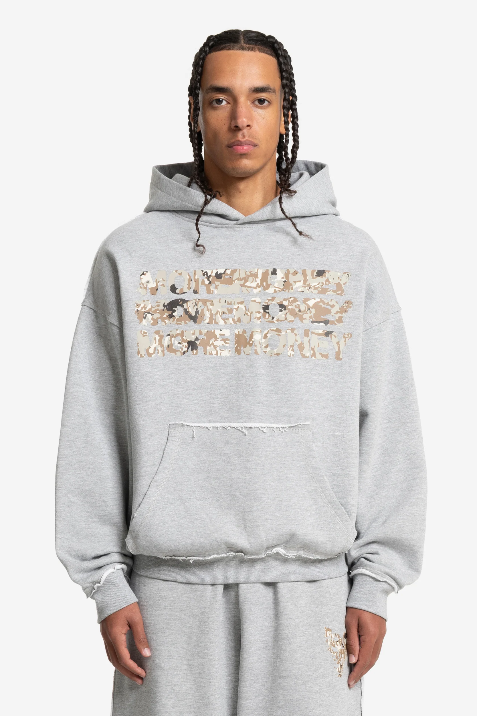 MONEY CALLING FLATLOOK HOODIE GREY MELANGE - Image 2