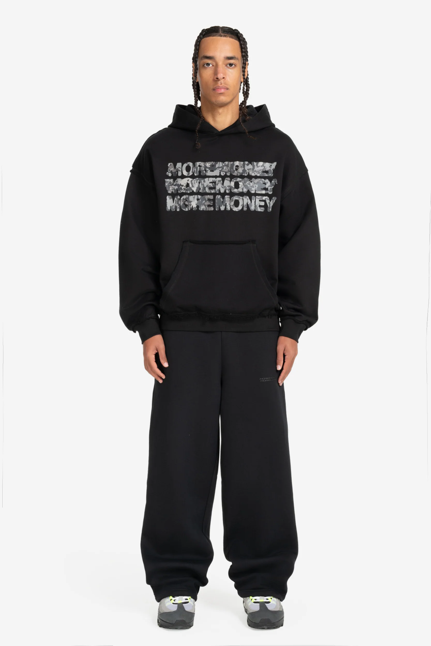 MONEY CALLING FLATLOCK HOODIE BLACK - Image 3