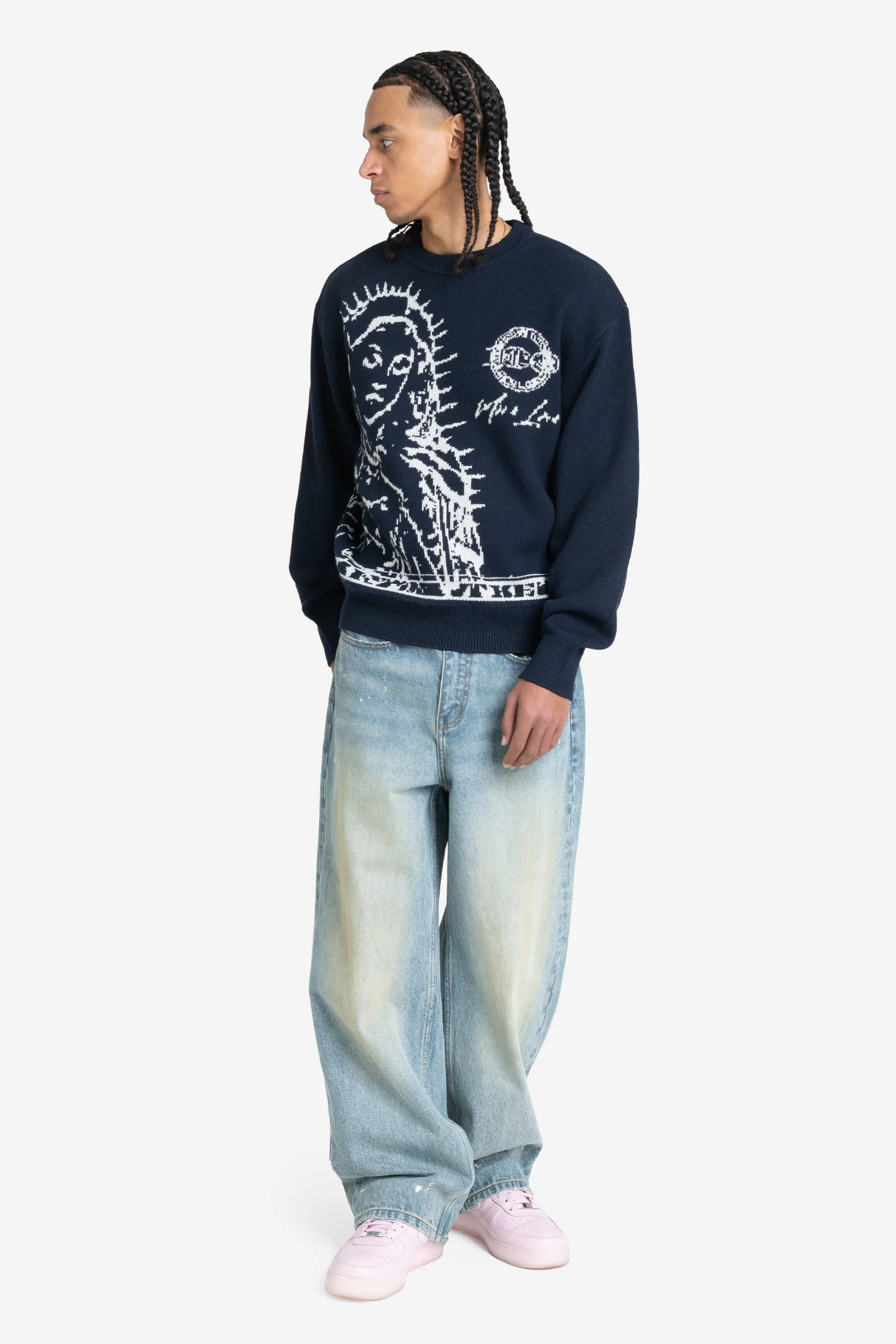 MORE BLESSINGS KNIT NAVY + UTILITY DENIM VINTAGE BLUE
