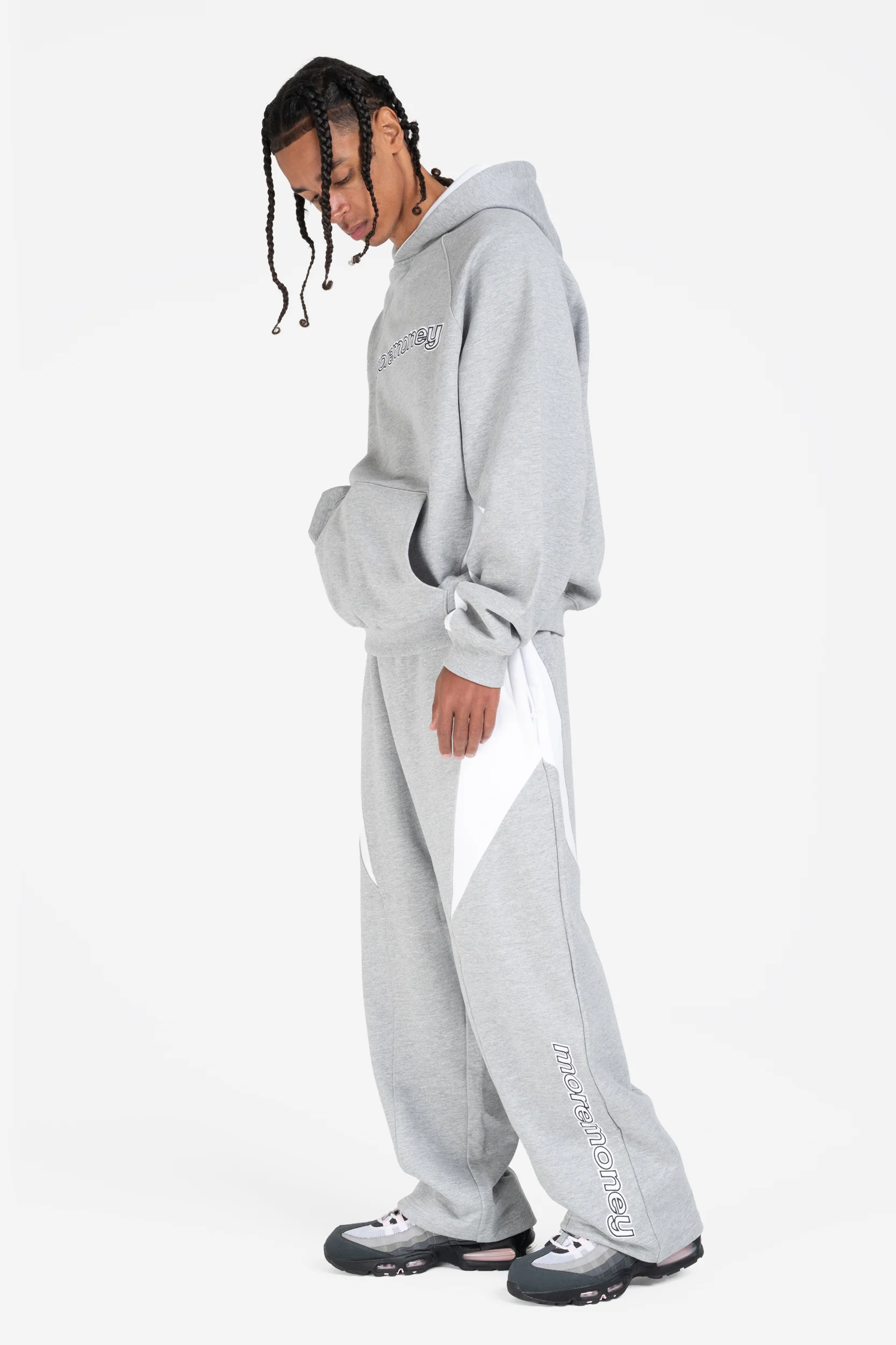 PANEL HOODIE GREY MELANGE - Image 4