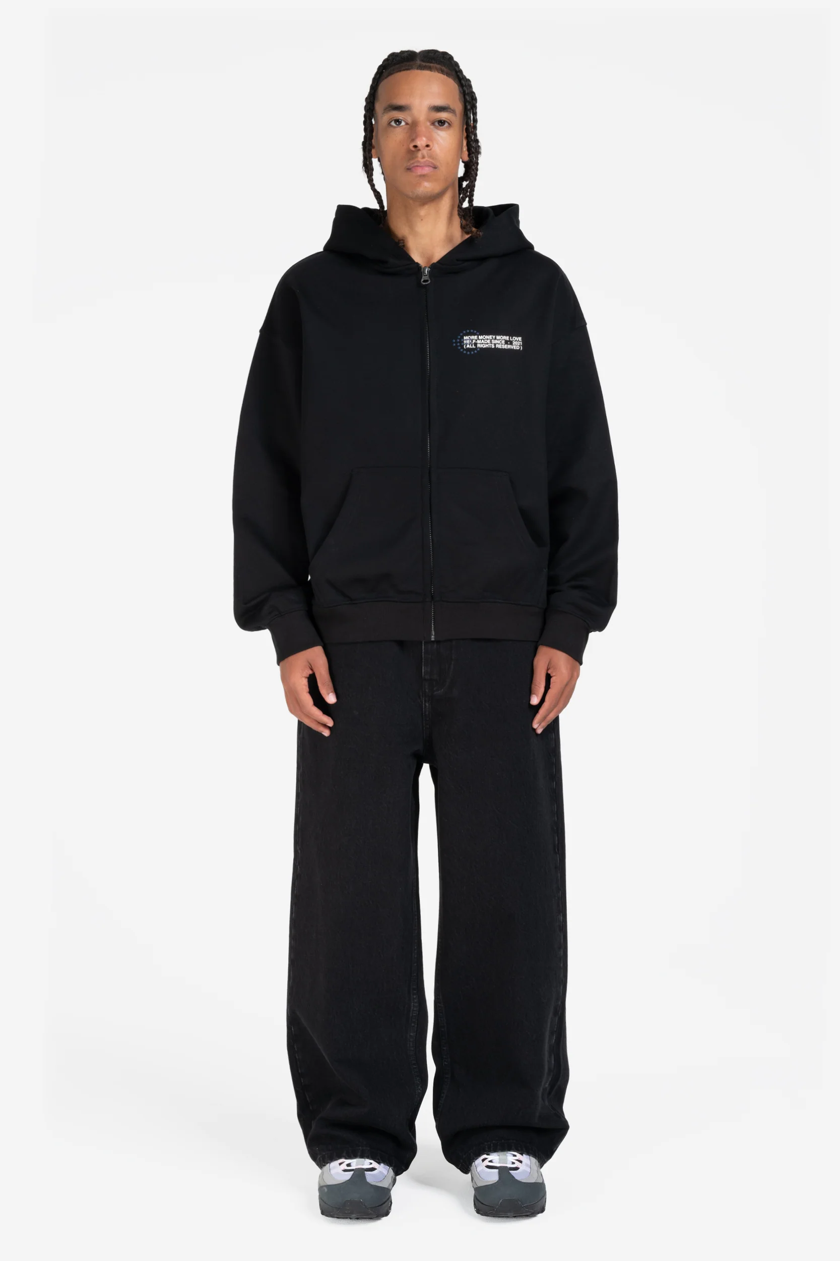 PROFIT ZIP HOODIE + OPEN LEG JOGGER BLACK - Image 2
