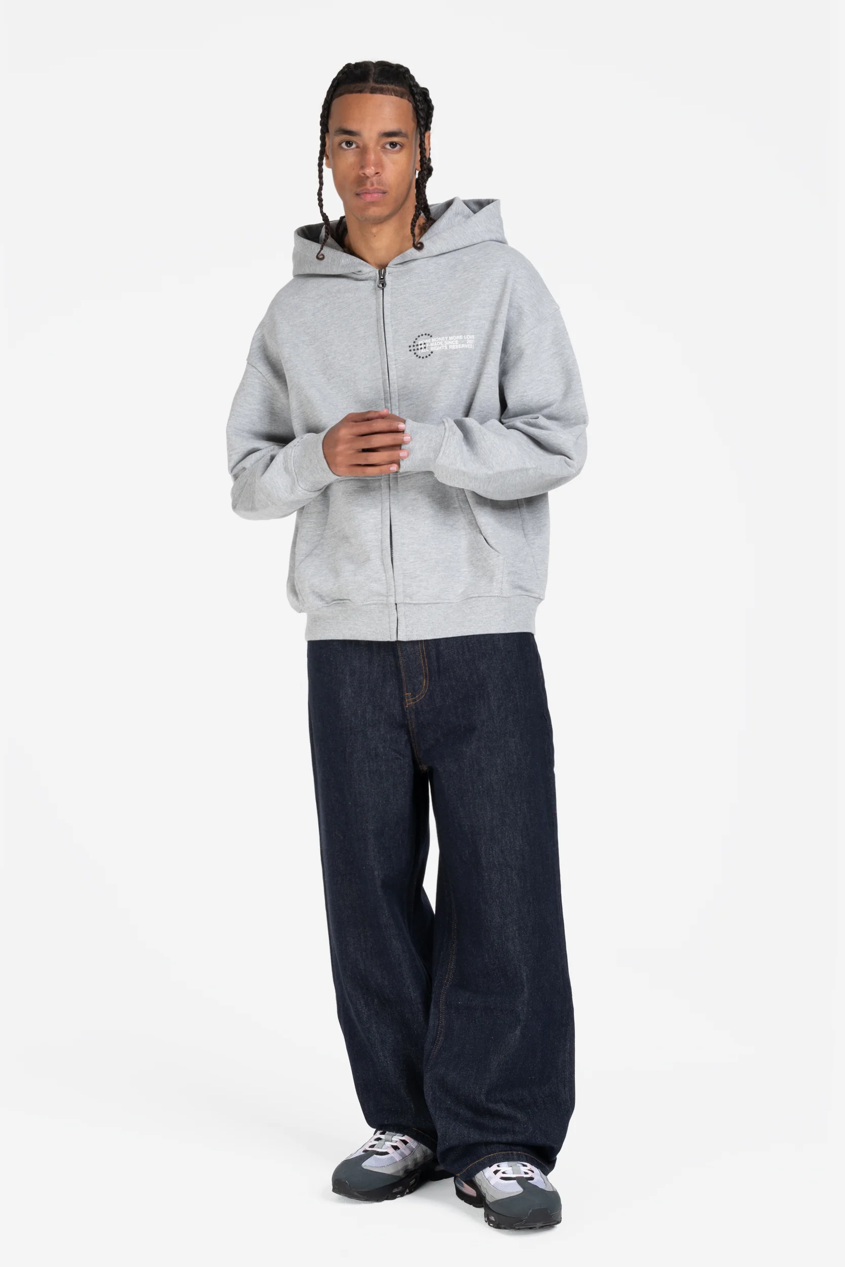 PROFIT ZIP HOODIE GREY MELANGE - Image 3