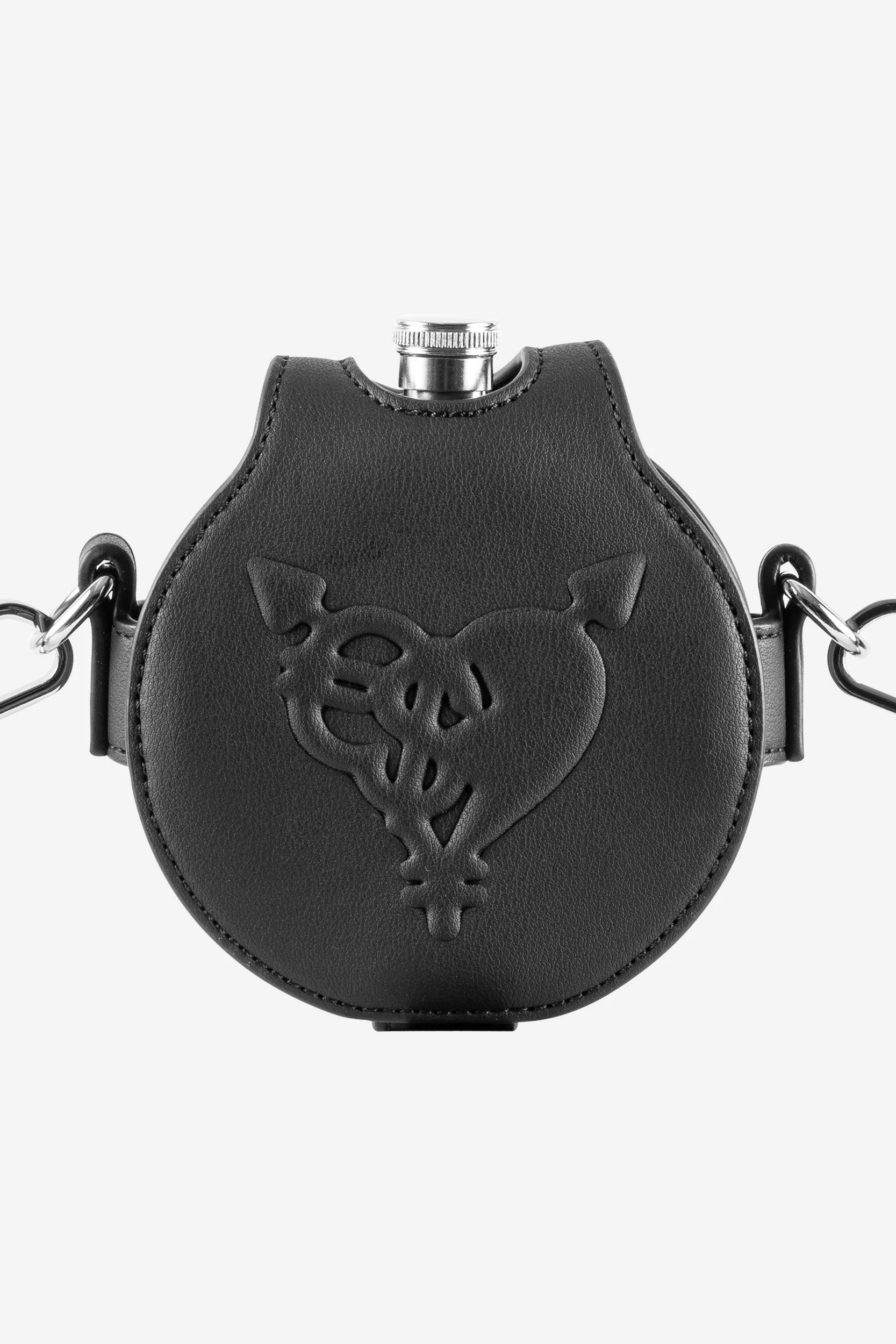 PUNCHED HEART HIP FLASK BAG BLACK - Image 4