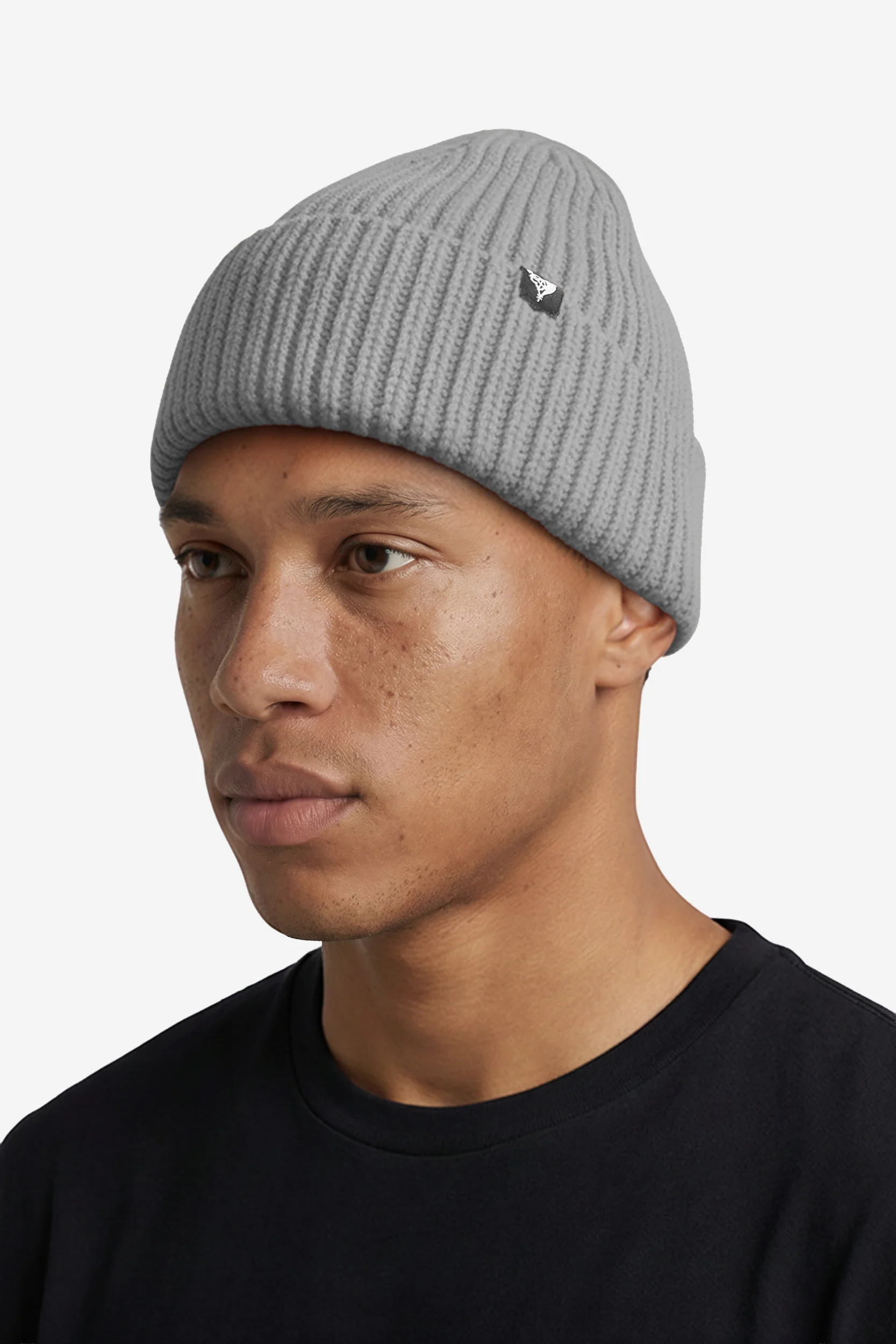 RIB KNIT BEANIE LIGHT GREY - Image 2