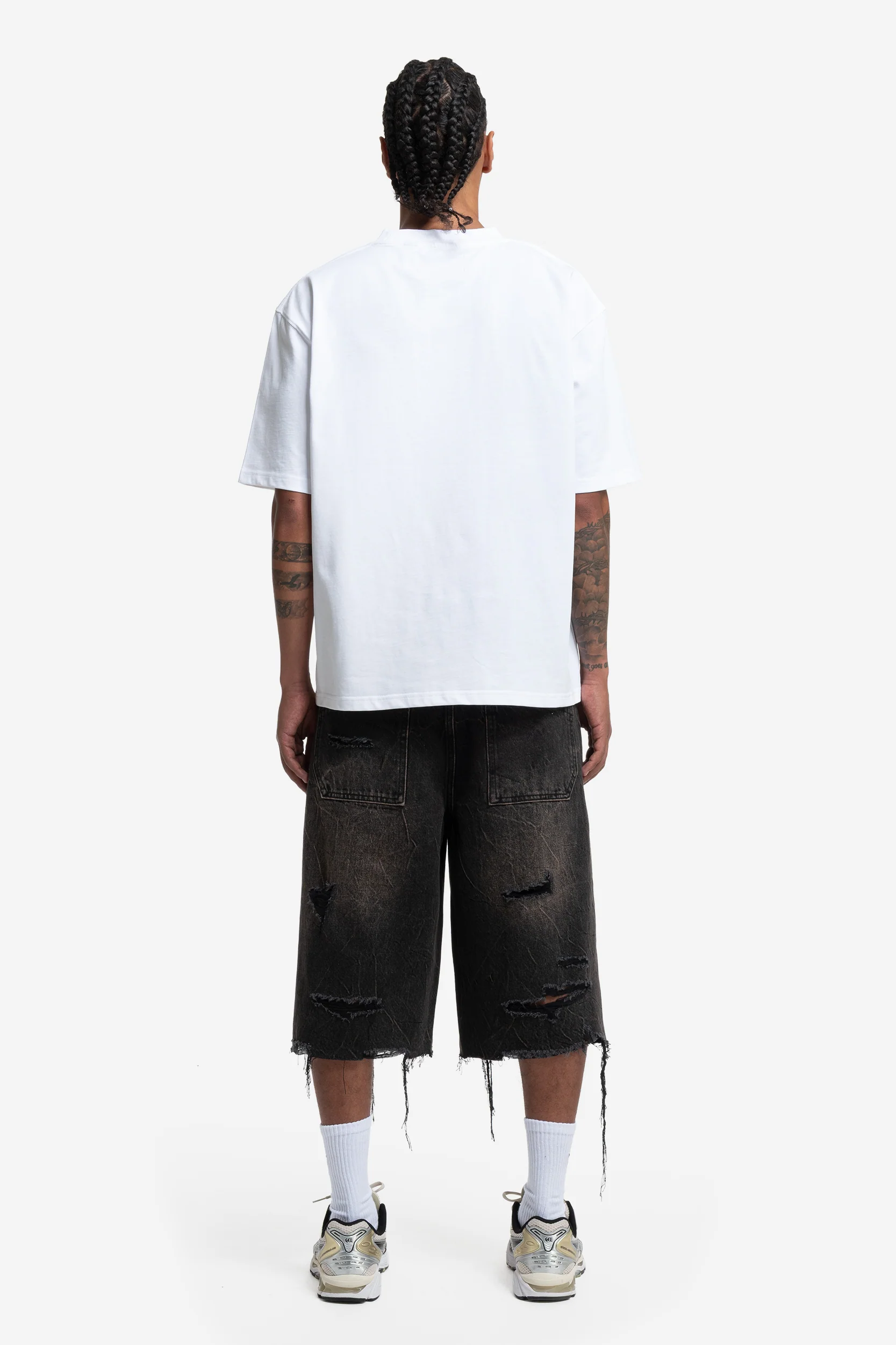 RIPPED DISTINCTIVE JORTS DARK GREY - Image 5