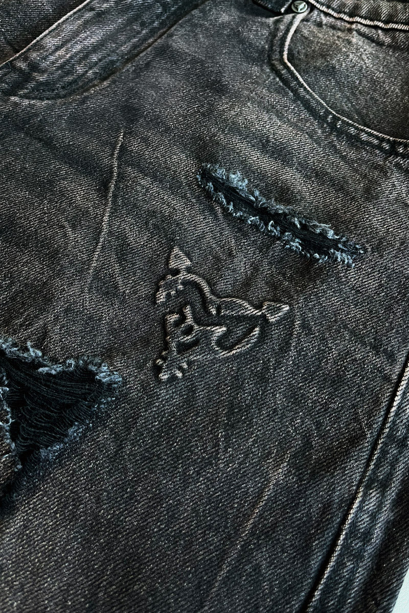 RIPPED DISTINCTIVE JORTS DARK GREY - Image 6