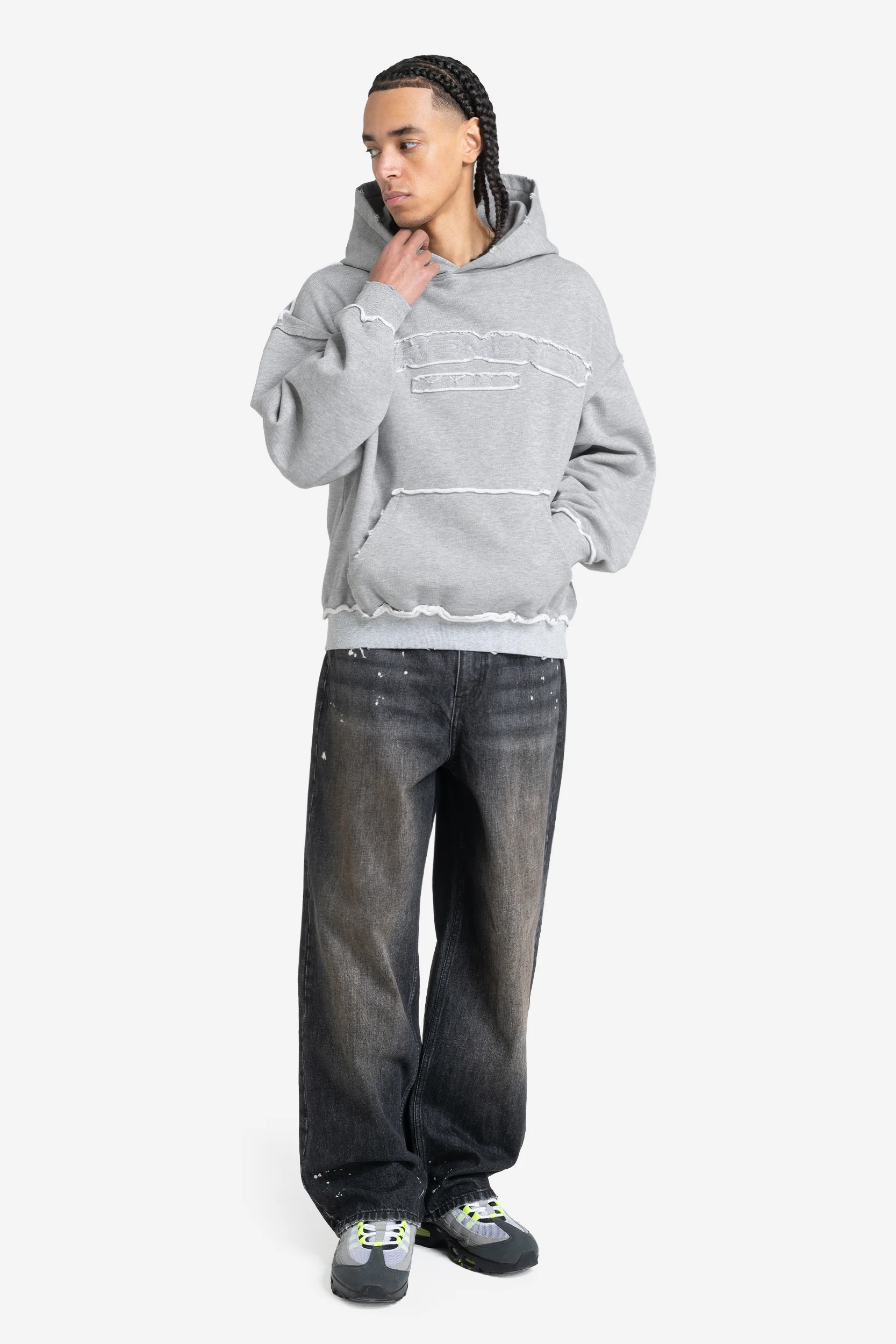 ROUGH HOODIE GREY MELANGE - Image 3