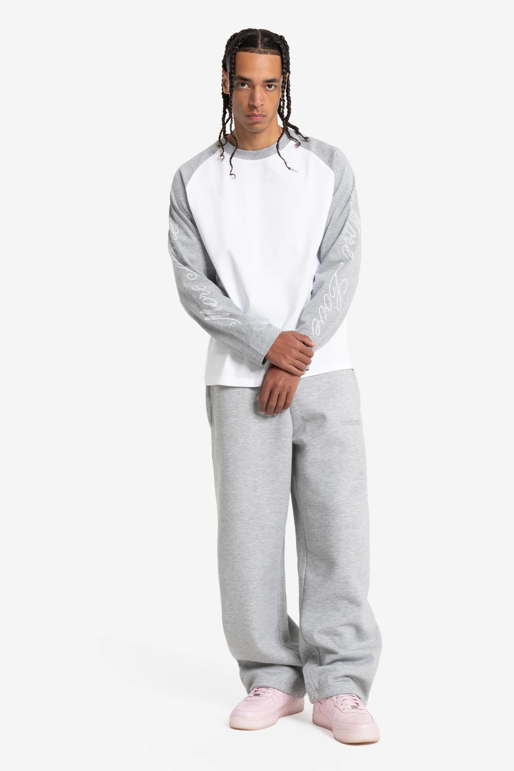 SCRIPT RAGLAN LONGSLEEVE GREY MELANGE - Image 4