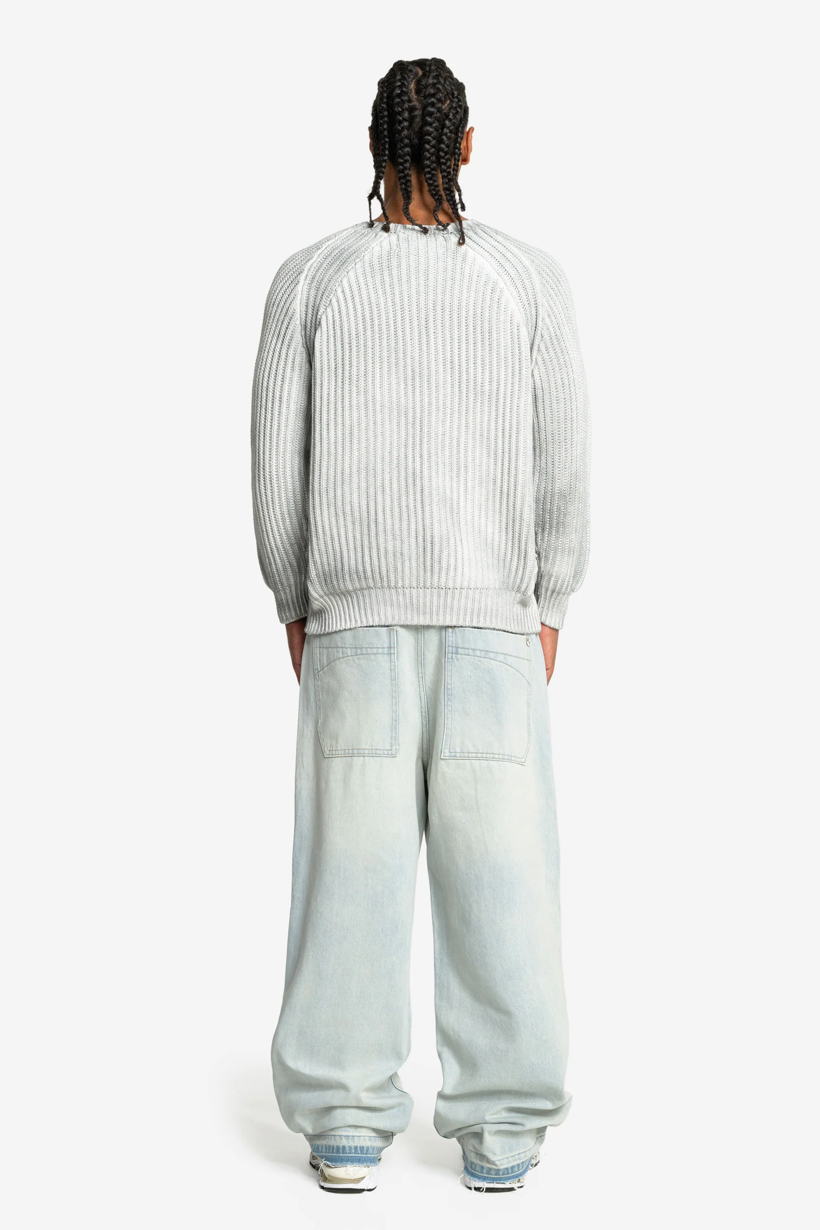 WASHED KNIT SWEATER LIGHT GREY - Image 5