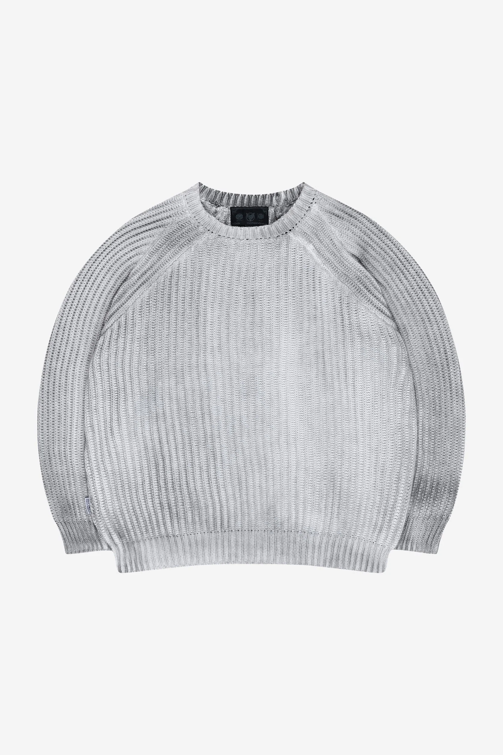 WASHED KNIT SWEATER LIGHT GREY + RHINESTONE CARPENTER DENIM BLUE - Image 3